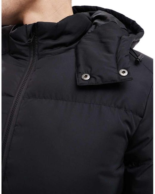 Brave Soul Black Puffer Jacket With Hood for men