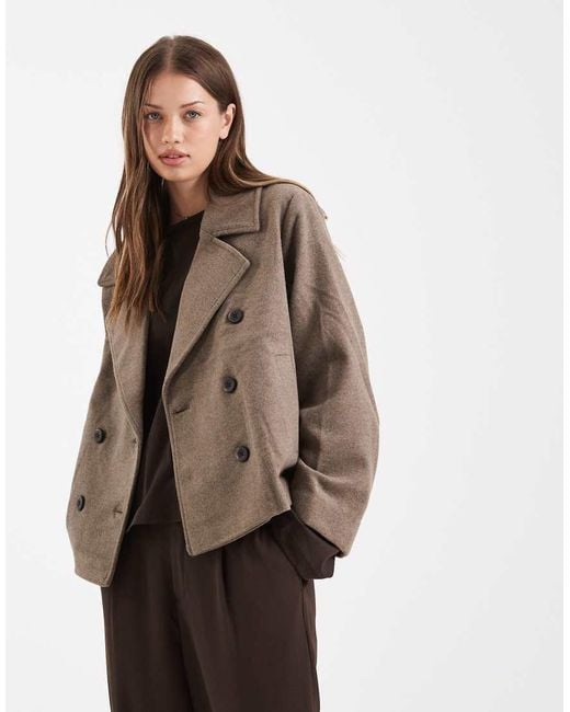 Object Brown Premium Wool Mix Tailored Short Jacket