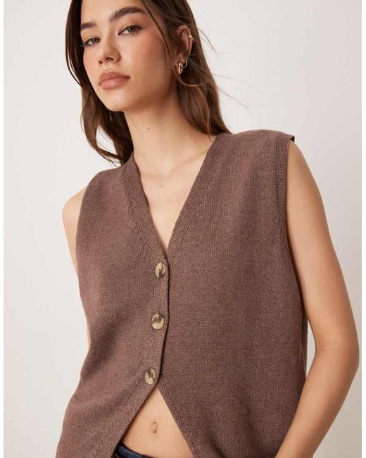 ASOS Natural Clean Knitted Relaxed Fit Waistcoat
