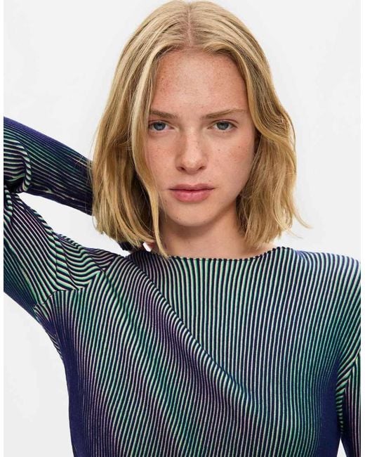 Desigual Blue Iridescent Knit Sweater
