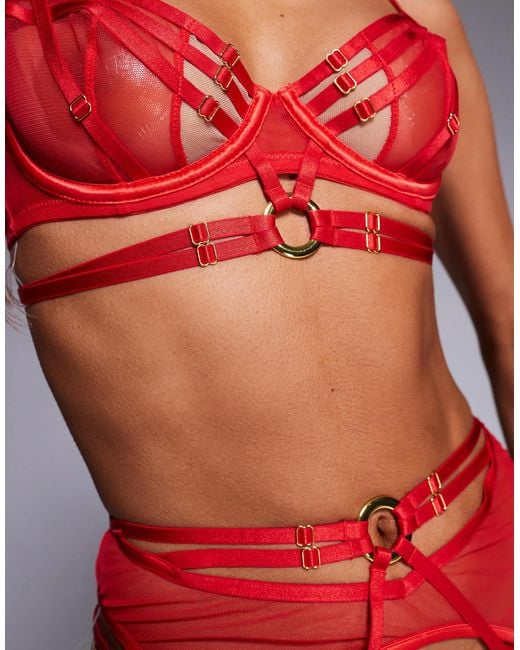 Ann Summers Red Capturing Non Padded Balcony Bra With Strapping Details