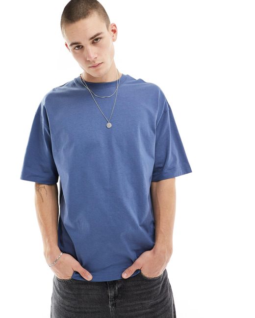 Bershka Blue Oversized T-shirt for men