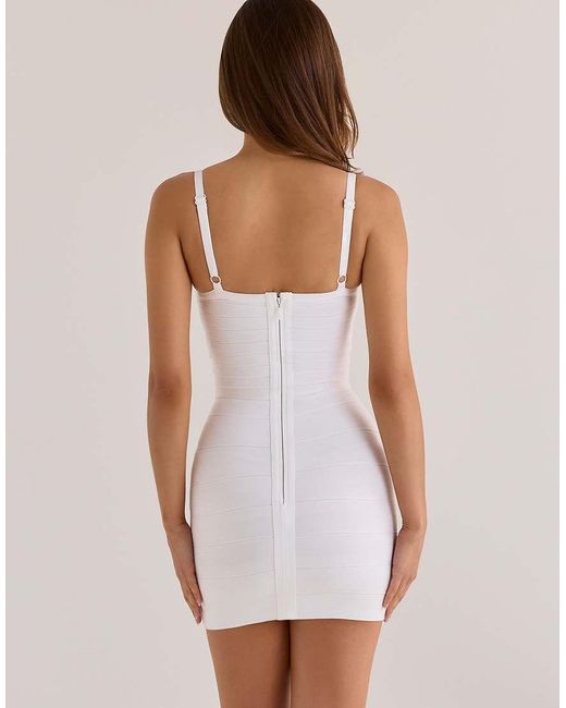 House Of Cb White The Cinch True V Waist Bandage Mini Dress