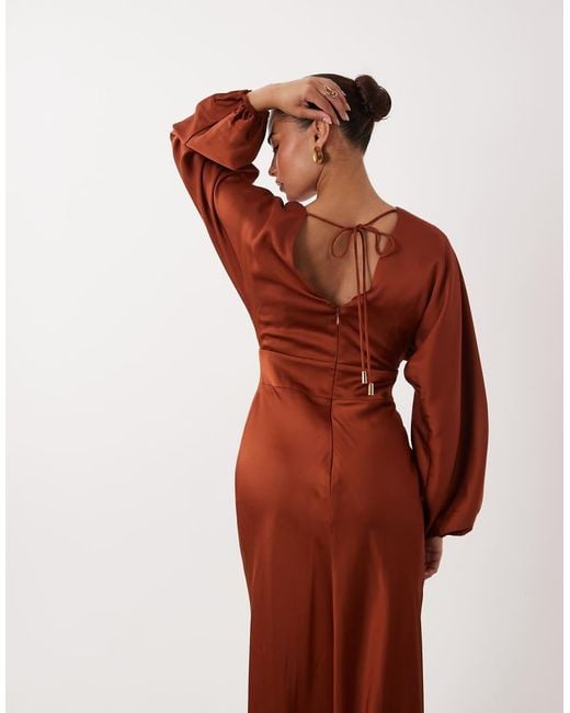 Forever New Red Forever New Satin V Neck Batwing Slit Front Maxi Dress
