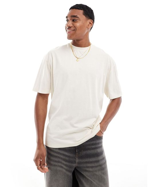 T-shirt oversize à imprimé abstrait au dos - beige ASOS pour homme en coloris White