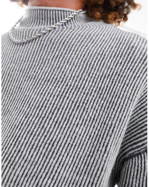 Holger - pull en laine mélangée à col montant - et blanc Weekday pour homme en coloris Gray