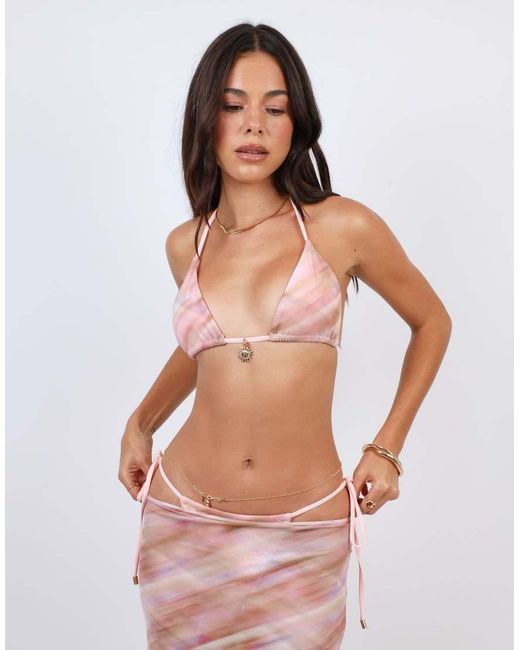 SIMMI Pink Abstract Print Triangle Bikini Top