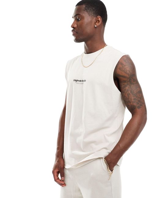 Jack & Jones White Oversized Vest With Chest Logo for men
