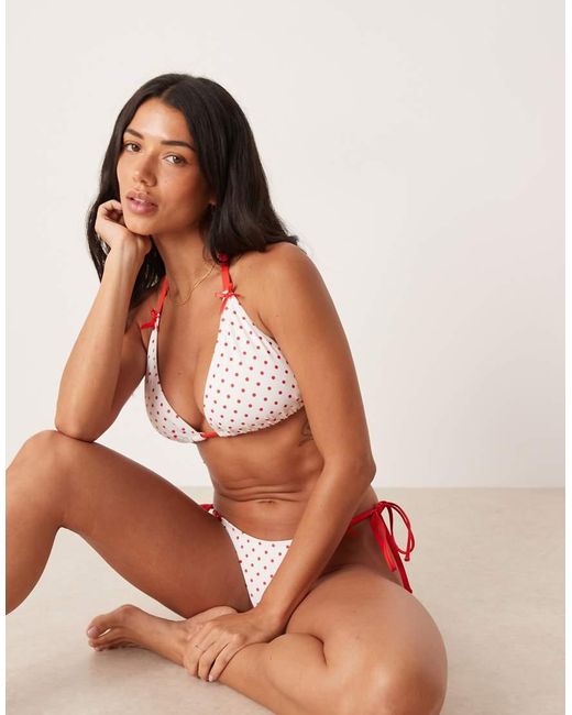 Peek & Beau Brown Polka Dot Print Triangle Bikini Top