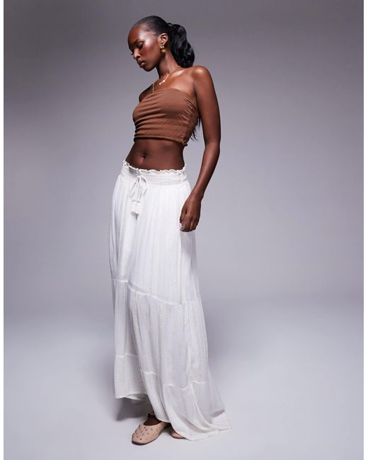 River Island Purple Shirred Metallic Maxi Skirt
