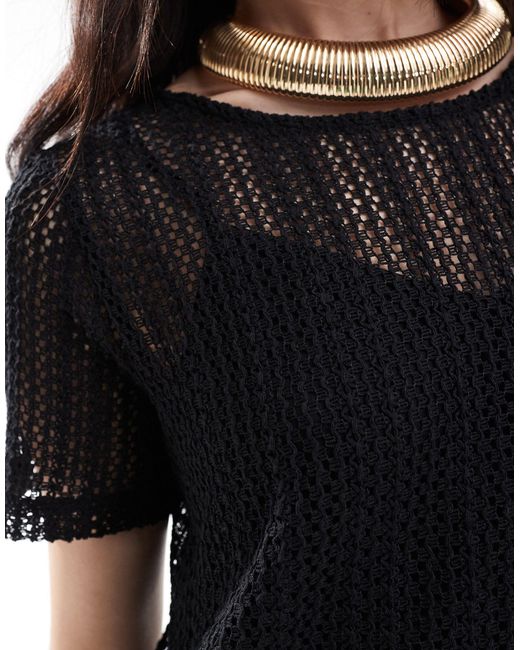 Vila Black Crochet T-shirt Maxi Dress