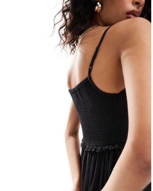 Miss Selfridge Black Trim Detail Button Through Maxi Slip Dress