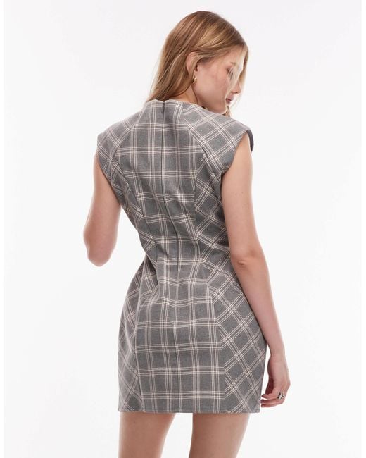 ASOS Gray Moulded Cap Sleeve Skater Mini Dress