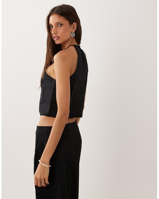 Mango Black Santori Linen Mix Cami Top