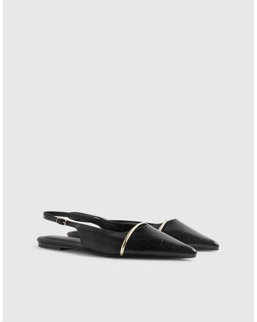 River Island White Metal Band Point Toe Flats