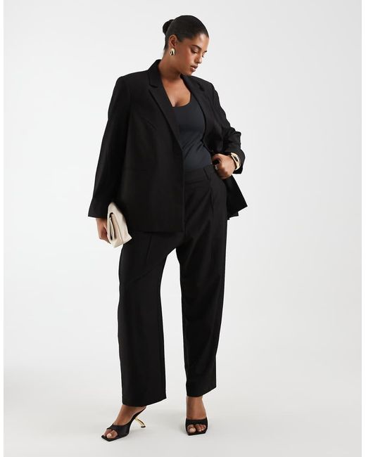 Pieces Plus Black Pieces Curve Barrel Leg Tailored Trousers Co-ord
