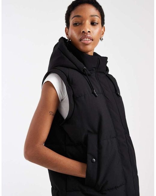 Vero Moda Black 2 In 1 Longline Puffer Coat With Removeable Sleeves In