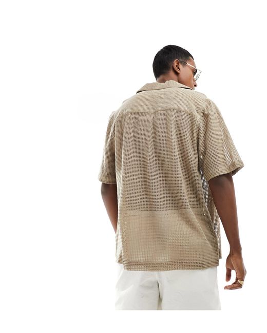 ASOS White Short Sleeve Relaxed Revere Collar Cotton Shirt for men