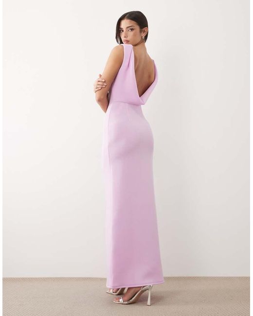 ASOS Pink Structured Scoop Neck Maxi Dress With Open Back