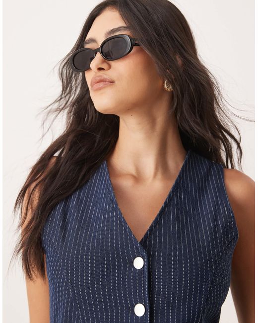 ASOS Blue Denim Look Button Down Jersey Waistcoat