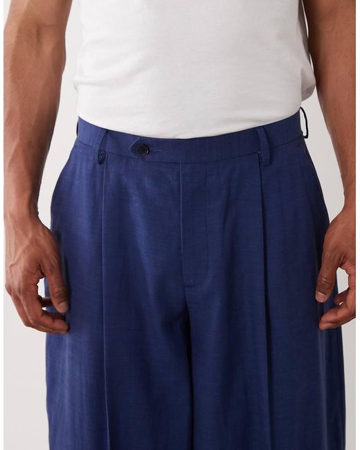 ASOS Blue Barrel Leg Suit Pants for men