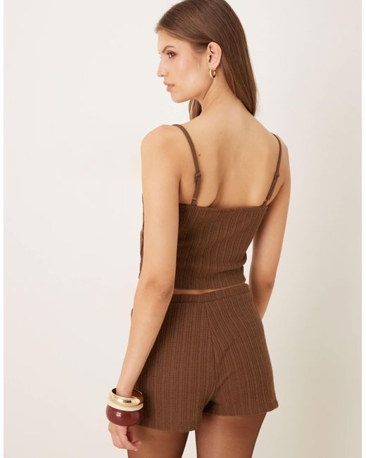Brown Rib Textured ASOS Textured Rib Knit Bralette in Brown | Lyst