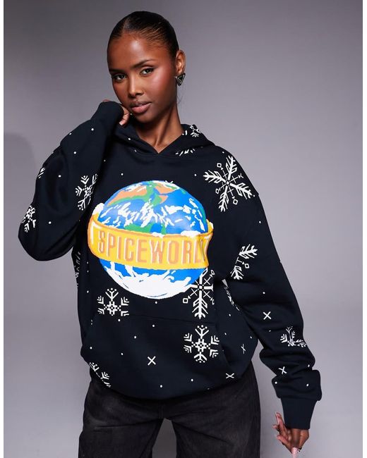 ASOS Blue Relaxed Hoodie With Spice Girls Print