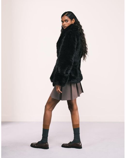 ASOS Jas Van Imitatiebont Met Riem in het Black