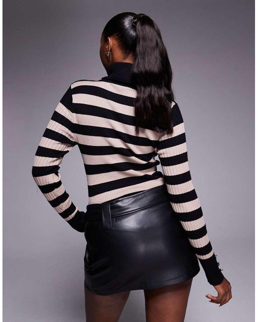 River Island Gray Roll Neck Ribbed Knitted Top