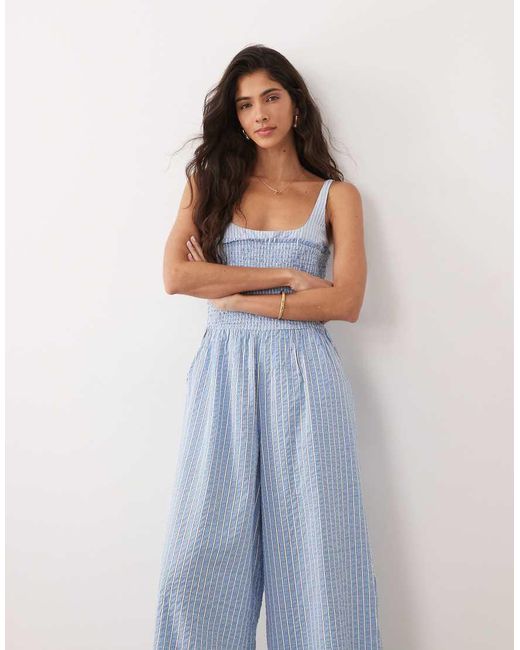 ASOS Blue Contrast Strap Jumpsuit