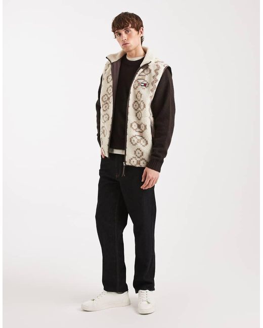 Tommy Hilfiger Natural Pattern Teddy Zip Up Gilet for men