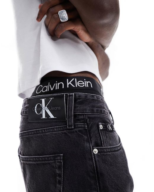 Jeans dad fit neri di Calvin Klein in Black da Uomo