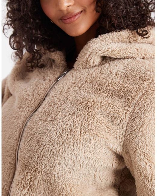 Veste teddy à capuche - beige ONLY en coloris Natural