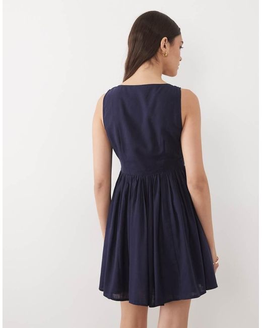 Nobody's Child Blue Cora Sleeveless Bodice Detail Ruched Skirt Mini Dress