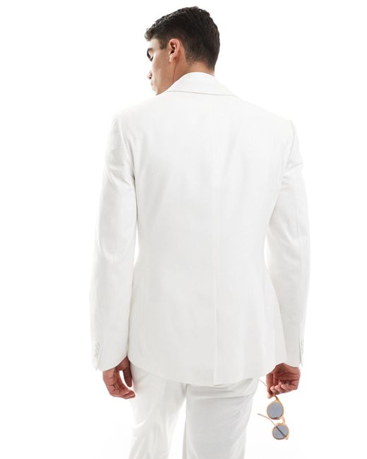 ASOS White Slim Linen Look Suit Jacket for men