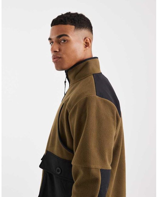 Parlez Green Multi Panel Logo Zip Through Fleece Jacket for men