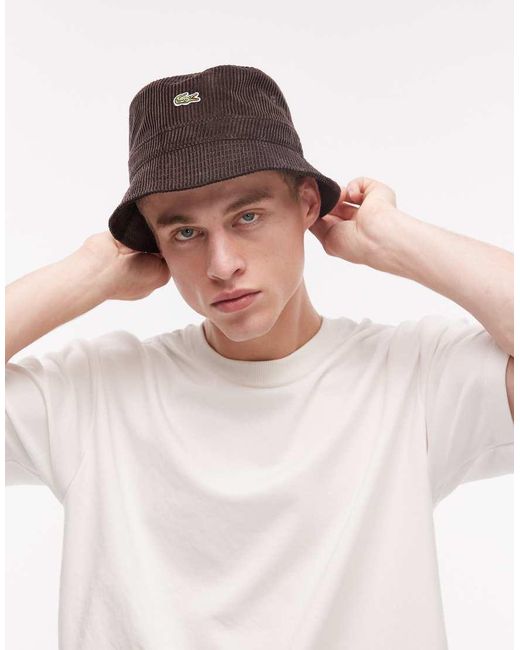 Lacoste Brown Cord Bucket Hat for men