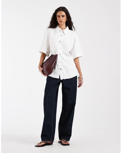 & Other Stories White Short Sleeve Denim Shirt