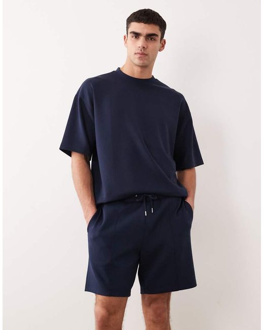 ASOS Blue Oversized Jersey Shorts With Pintucks for men