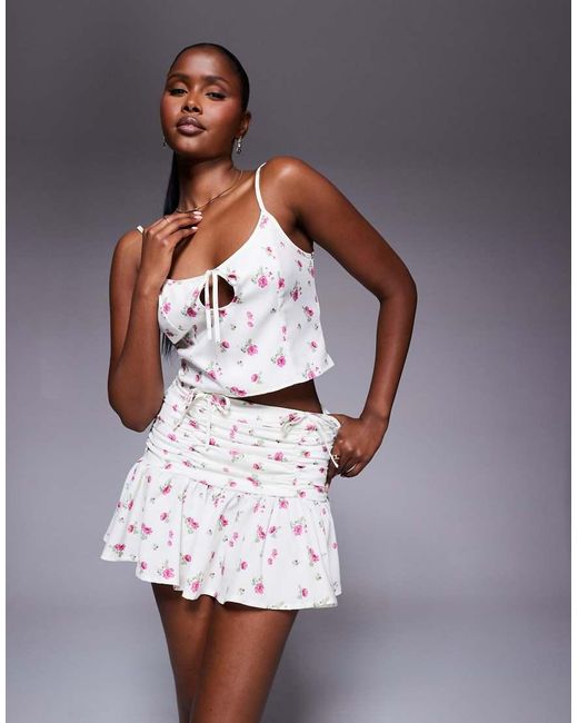 Missy Empire Purple Tie Detail Ruffle Mini Skirt Co-ord