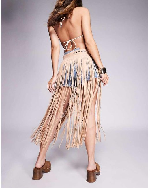 South Beach Brown Maxi Fringe Festival Belt