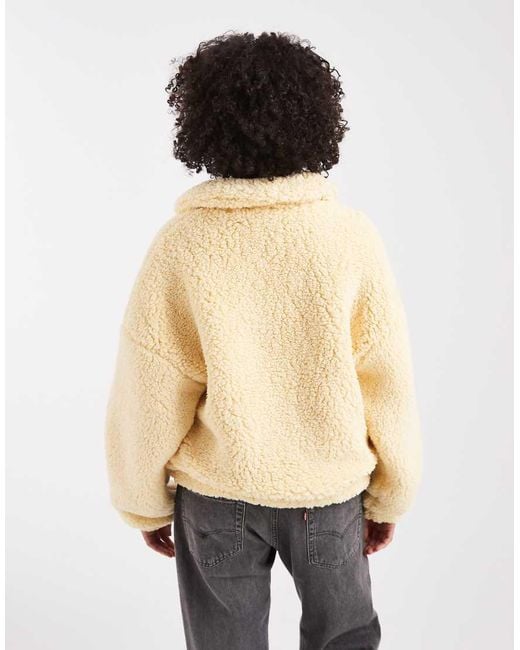 Miss Selfridge Natural Zip Through Borg Jacket