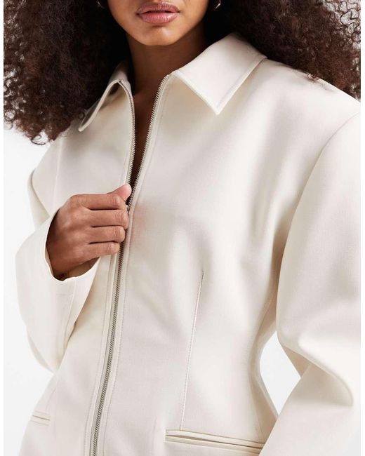 ASOS Natural Tailored Cinch Waist Zip Through Jacket