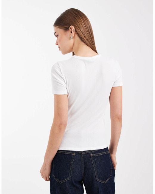 ONLY White Fitted Ribbed Top