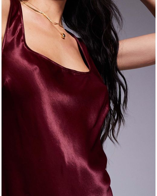 ASOS Purple Satin Scoop Neck Satin Maxi Dress