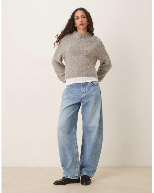 Glamorous Gray Fitted Boxy Knit Sweater