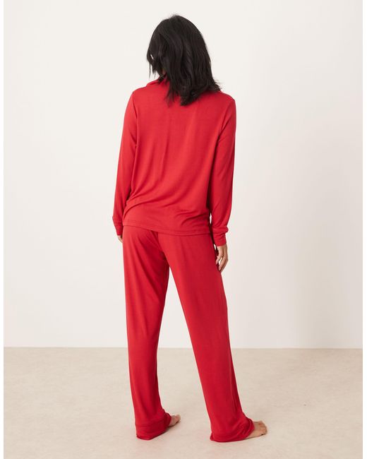 ASOS Red Asos design petite – superweicher pyjama aus langärmligem hemd und hose