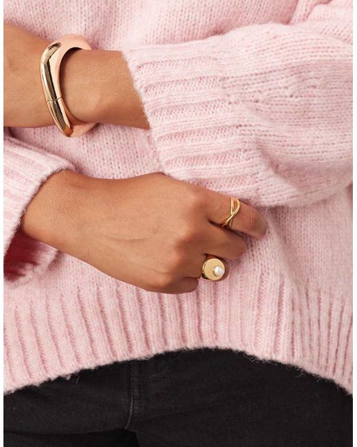 ASOS Pink Asos Design Curve Oversized Crew Neck Jumper With Curved Hem