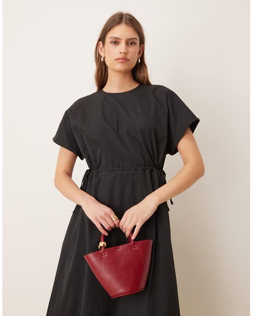 Threadbare Black Midi Dress With Elasticated Waist