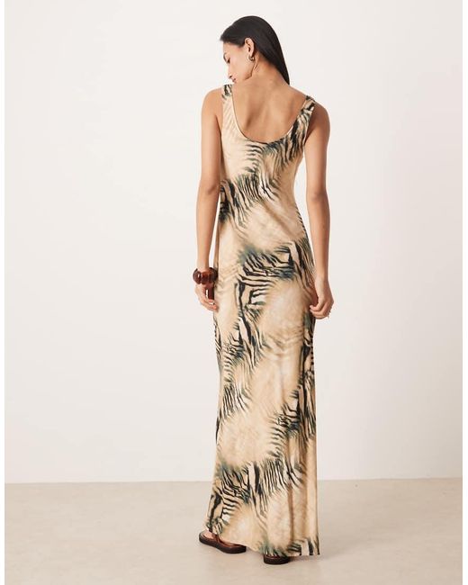 ASOS Natural Scoop Neck Tie Front Midi Dress